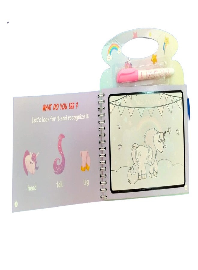 Caught Trendy Unicorn Character Magic Water Book Paint Coloring Books for Toddler, Reusable Water Reveal Activity Books for Kids, Learning and Educational Art Activity Game for Kids Girls & Boys. - Image 5